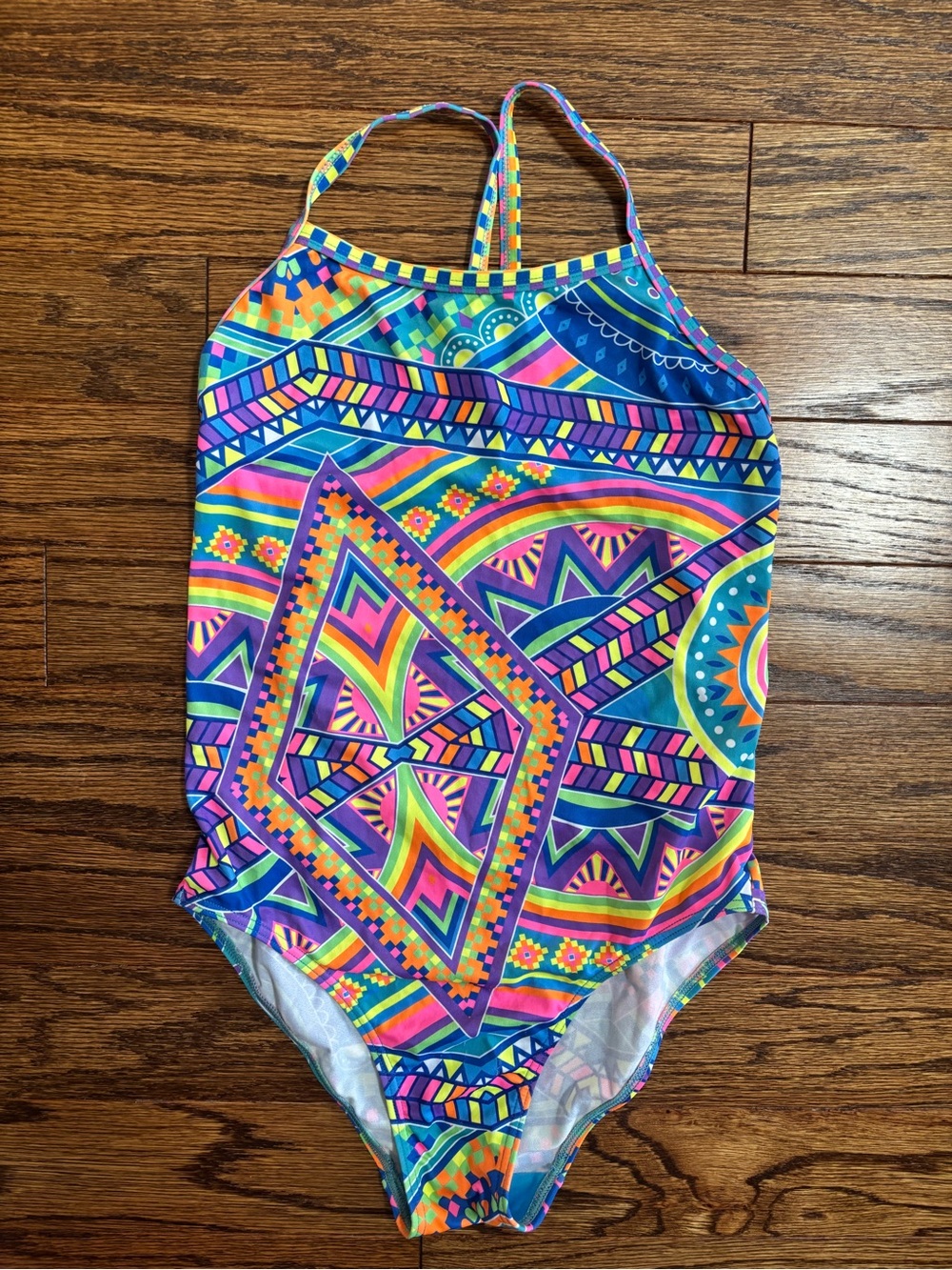 Girls' Amanzi Neon Geometric One-Piece Swimsuit
